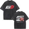 Initial D AE86 JDM Drift T-Shirt Vintage Washed Cotton Graphic Tee Men Unisex Oversized Crew Neck Short Sleeve Retro Streetwear Top Car Merch Gift