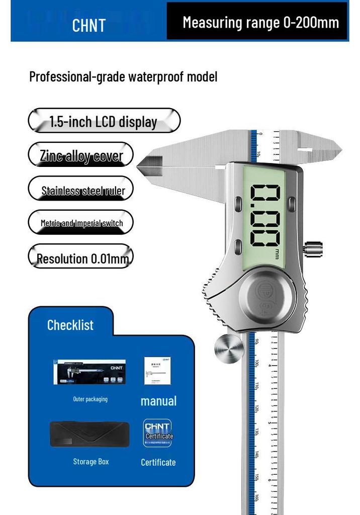 Zhengtian Stainless Steel Digital Vernier Caliper with High Precision Micrometer Display