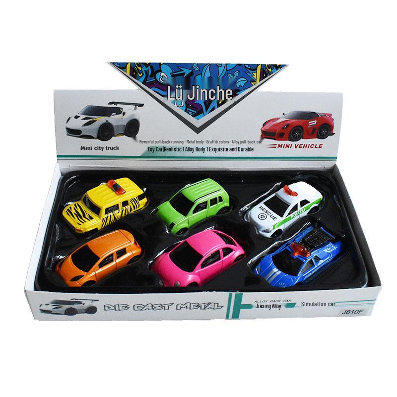 

Набор из 6 литых под давлением сплавных мультяшных мини-игрушечных машинок - Q-версия 810F