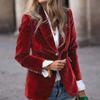 Women's Fashion Elegant Solid Color Long Sleeve Gold Velvet Button Coat