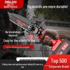 Delixi Cordless Handheld Electric Chainsaw - Small, One-Handed, Lithium Battery Powered for Tree Felling and Firewood.