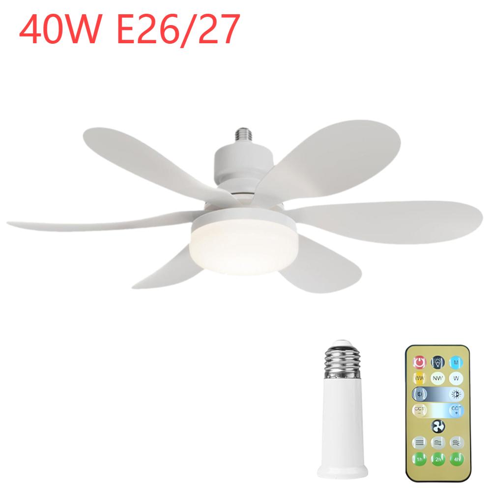 E26/E27 Fan LED Light Ceiling Fans with Lamp and Remote 30/40W Light Bulb Fan Dimmable Timed for Bedroom Kitchen Living Room