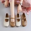 Retro Mary Jane-skor dam höst grund mun mjuk sula små läderskor platt botten med kjol enskilda skor dam