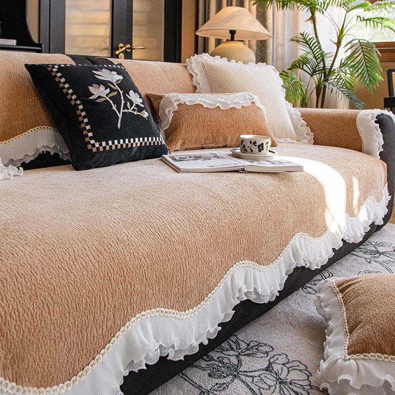 New French Sofa Cushion, Light Luxury, High-end Sense, Universal In All Seasons, Special-shaped Irregular Non-slip Cover, Cover Cloth Towel