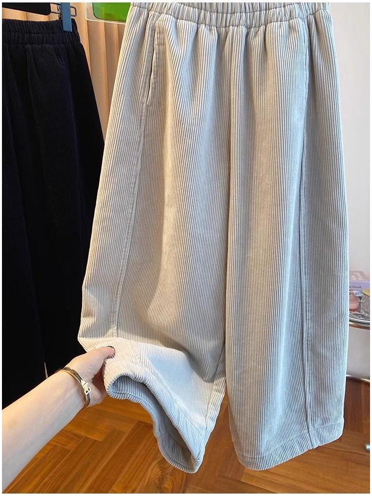 Premium Velvet Wide-Leg Cropped Pants for Women - Autumn/Winter 2026 New, Loose, Versatile, and Trendy