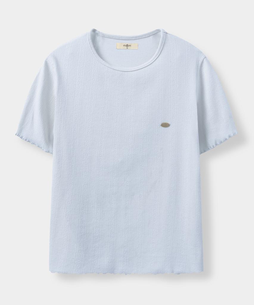 Yujen Small Logo Punched Short Sleeve T-Shirt_Blue