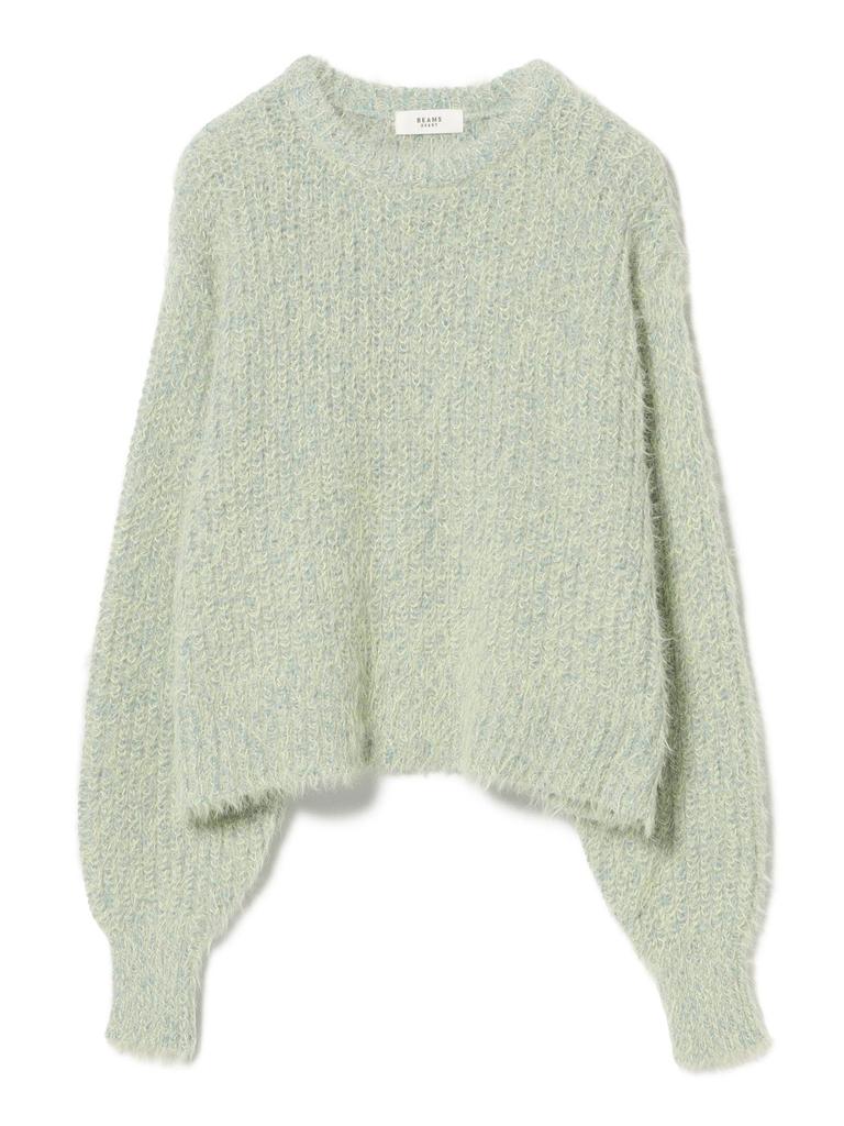 Beams Heart Shaggy One Size L/S Knit, Color-Coordinated Knit, Women's, SAX,