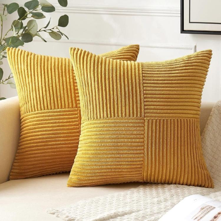 Corduroy Throw Pillowcase Soft Striped Removable Throw Pillow Cover for Easy Care Living Space