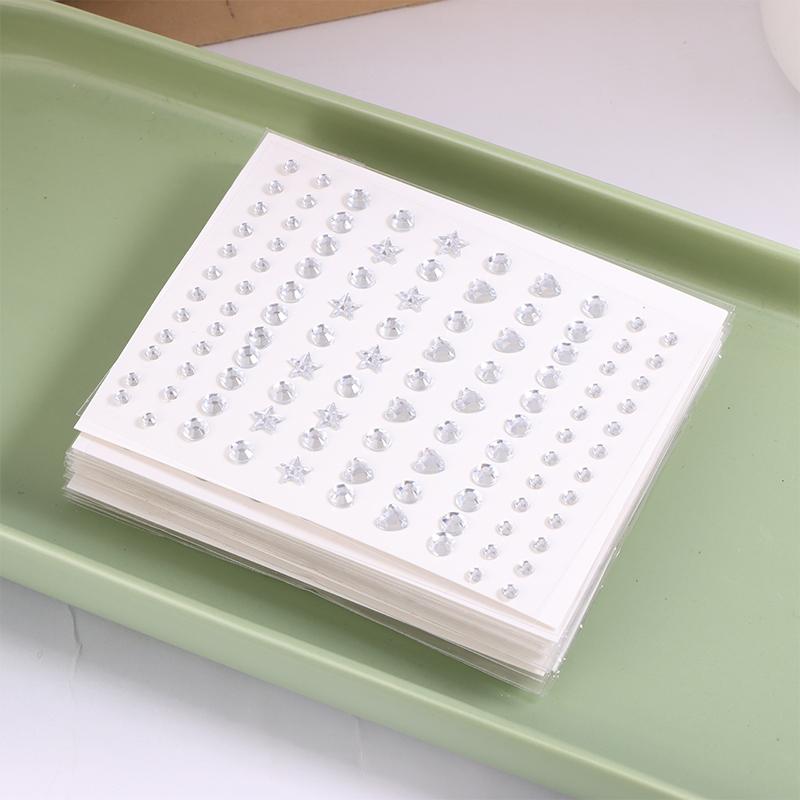 10Sheets White Various Shapes Non Piercing Lip Nails Sticker Self Adhesive Fake Lip Nail Eyebrow Nose Nail Belly Button Jewelry