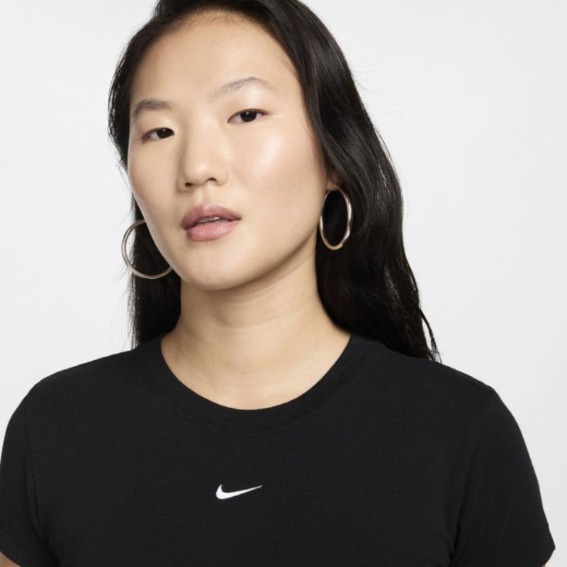 Nike SporTsWear Chill KniT Crop T shirT W Black WhiTe Fv5509 010