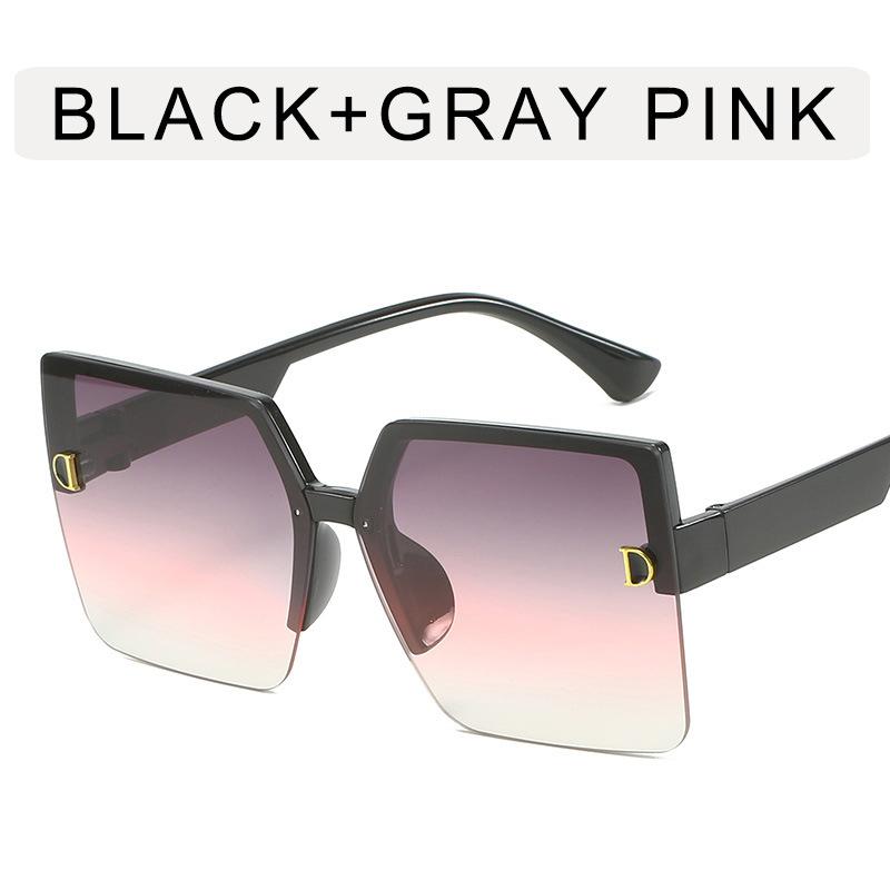 Fashion Trendy Women Sunglasses Square Shape Big Frame Semi-rimless Sunglasses Female High Quality Women Sun glasses