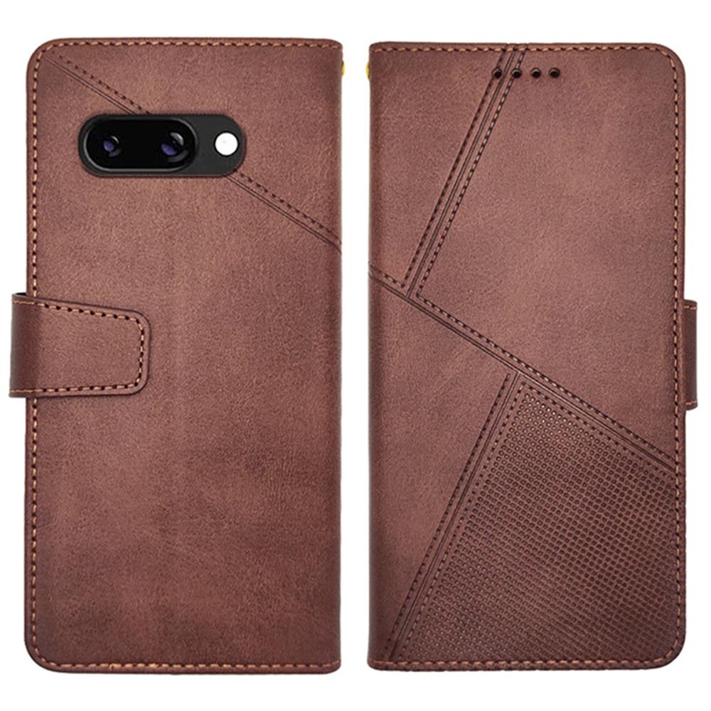 

For Google Pixel 9a Case Leather Wallet Phone Cover Stand Calf Texture Coffee