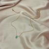Gold Plated Herringbone Chain Square Square Turquoise Pendant Necklace