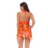 5XL Plus Size Women Asymmetric Hem Bathing Suit Floral Printed Backless Halter Neck Swimdress Swimming Shorts