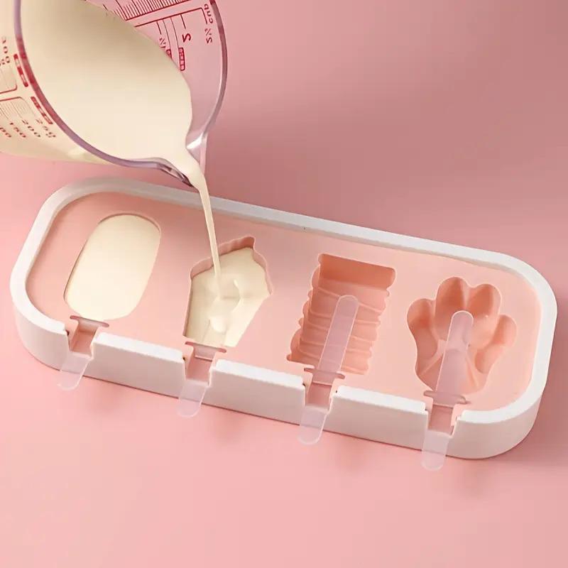 1ks Silikonová forma na nanuky bez BPA - DIY Stroj na domácí zmrzlinu a nanuky se zábavnými kreslenými tvary s víkem a dřívky
