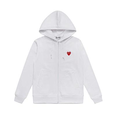 Trendy Japanese Heart Pattern Zipper Hoodie for Men & Women - Autumn/Winter Couple Style Jacket
