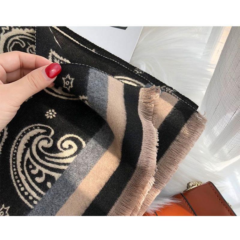 Thickened Imitation Cashmere Shawl Women's 190x65 Long Skin-showing White Temperament Mother Scarf