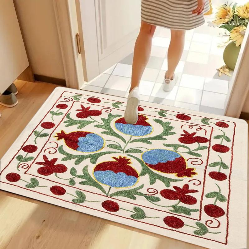 

Boho Pomegranate Floral Door Mat Non-slip Washable for Entryway Kitchen Home Decoration 40cm x 60cm