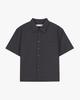 Meleugo [Ordinary People X Mergo] Crop Check Short Sleeve Shirt [Black]