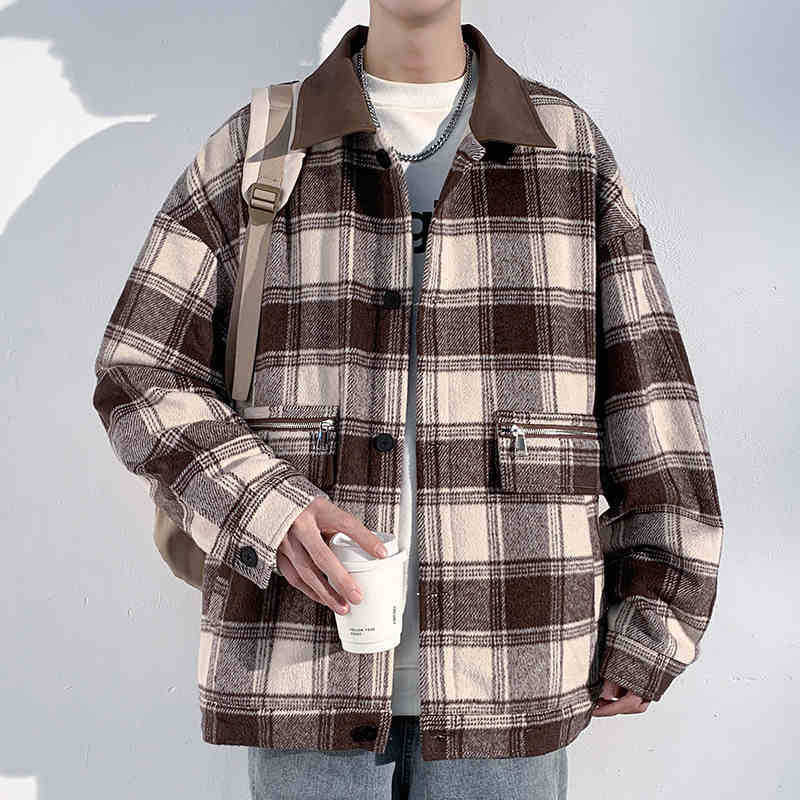 Men's Spring New Trendy Brand Contrasting Color Loose Casual Lapel Jacket