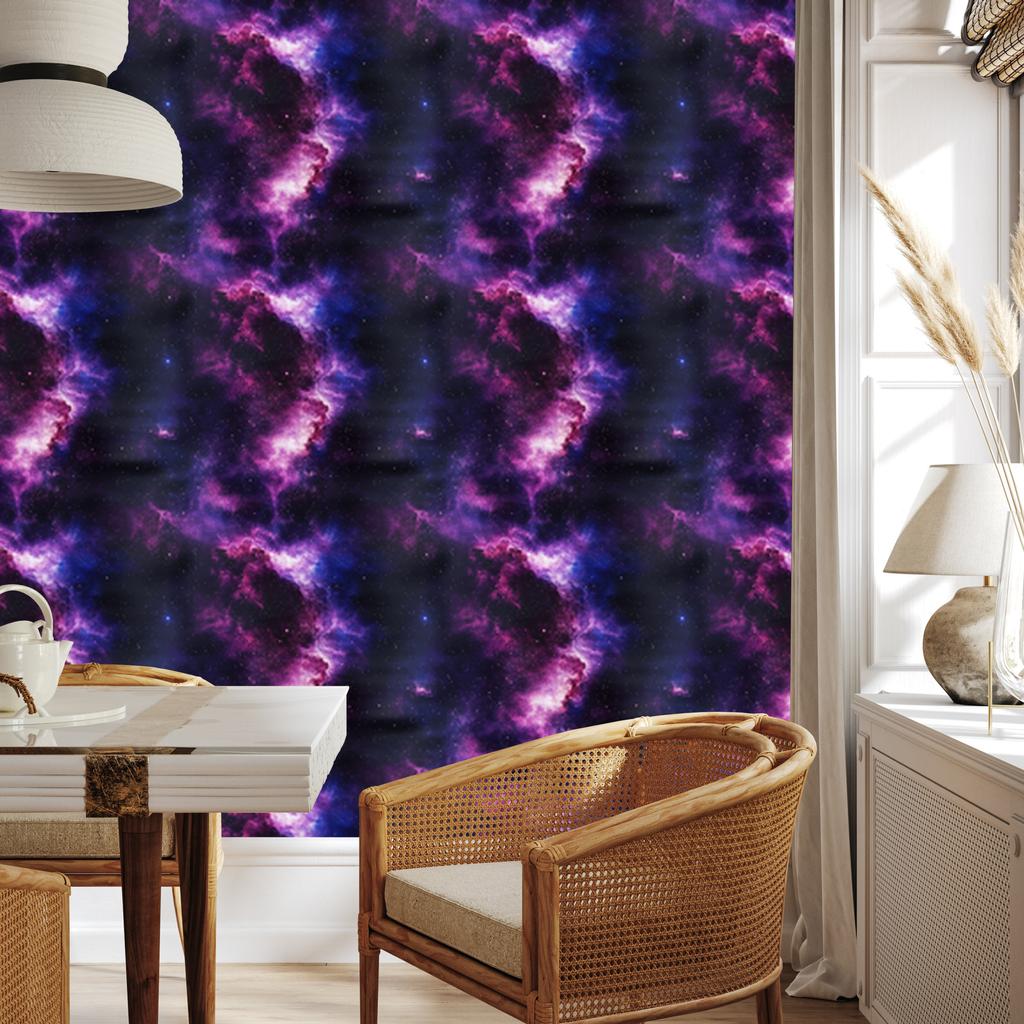 Watercolor Galaxy Wallpaper Navy Blue and Indigo, Plum Background 50x1000