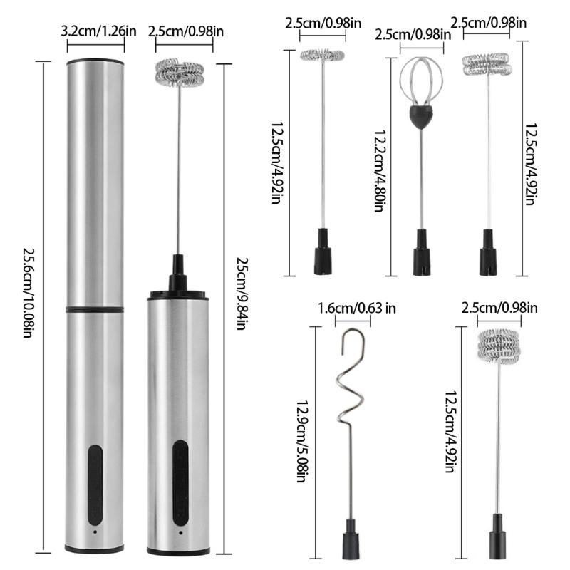 Wireless Rechargeable Electric Milk Frother 3 Speed Handheld Foam Maker Mixer for Latte Cappuccino Hot Chocolate