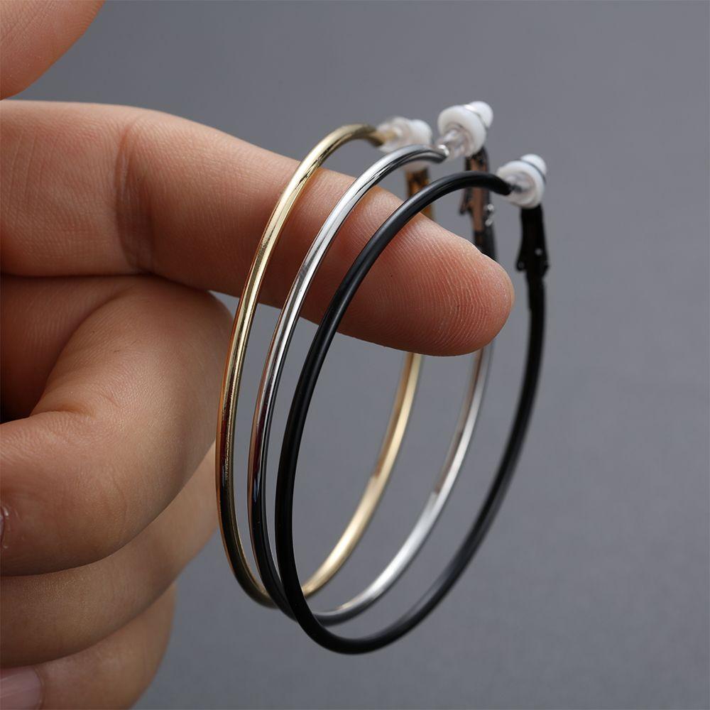 Female Girl With Cushion Pad Women Fashion Clip On Ear Big Circle Without Piercing Earrings Hoops