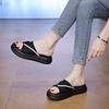 Fashion Women's Wedge Sandals 2025 Summer Wear Fashion Rhindiamond-muffin Thick-soled Increase Women's Slippers