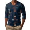 Men's V-neck Casual Fashion Printed Long-sleeved T-shirt Top