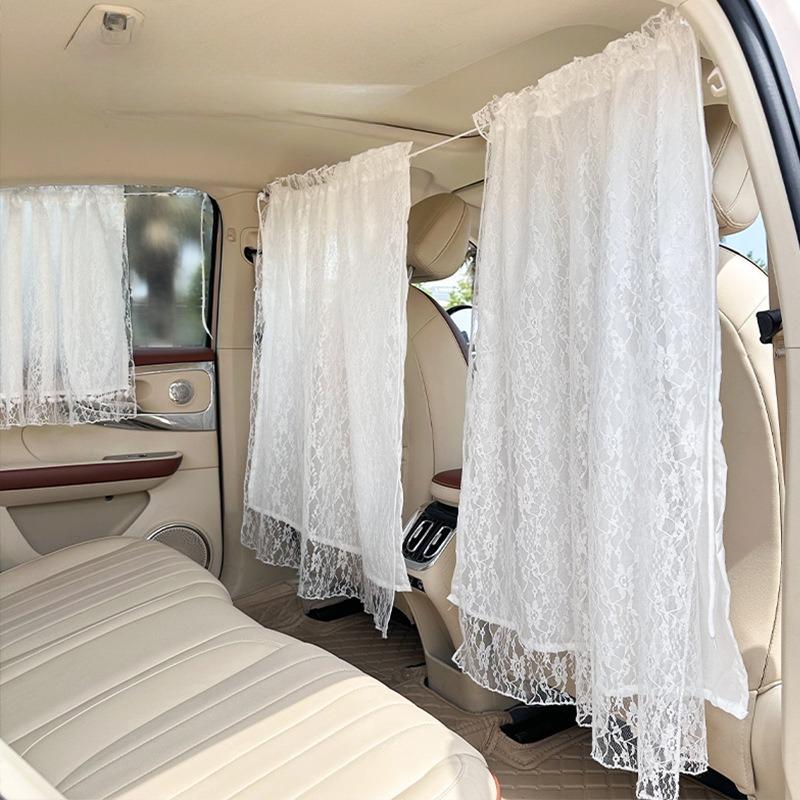 Lace Double-layer Car Privacy Curtains Universal Divider Curtain Between Rear Seat Auto Blackout Curtains Sun Shades
