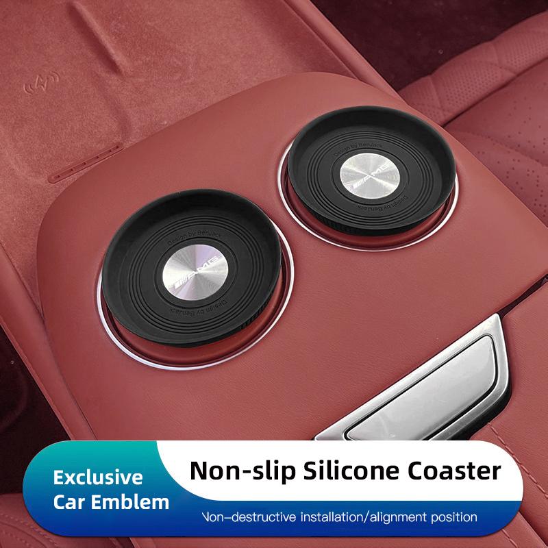 2Pcs Silicone Car Coaster Pad Non-slip Water Cup Mat Cover For Mercedes Benz AMG GLC W203 W206 W220 W205 W211 W212 W201 W210 GLE