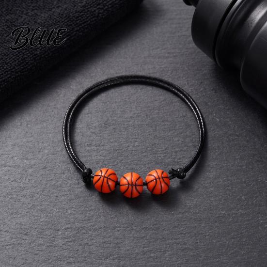 Black Cord Sports Bracelet 4 Pcs Balls Braided Rope Bracelets Adjustable String Bracelet Handmade Woven Team Jewelry Gifts for Men Women Simple
