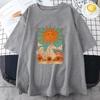 2025 Tarot Card Art The Sun Male  T Shirt High Street Vintage Clothing Breathable Casual O-Neck Short Sleeve Mens
