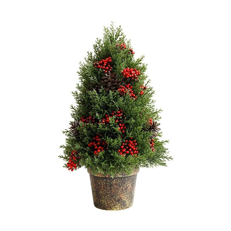 Neuer Weihnachtsbaum Tischschmuck Weihnachtsszene Baum Rote Früchte Plastiktopf Weihnachtsbaumschmuck Schmuck