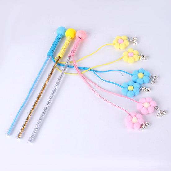 Cat Interactive Toy Comfortable Handle Soft Bell Delicate Tear-resistant Relieve Stress Vivid Color Flower Fairy Funny Cat Stick for Kitty