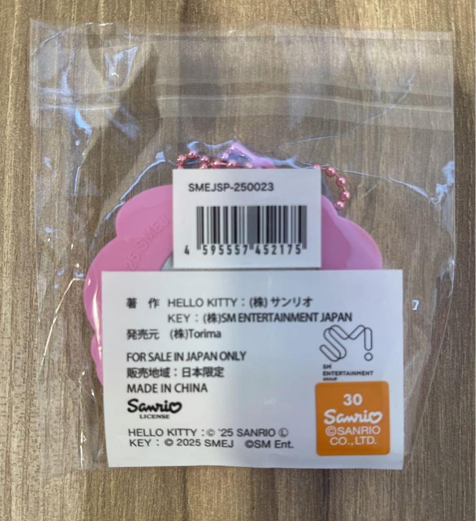[USED] SHINee KEY x Hello Kitty Can Badge Key Ring Pink