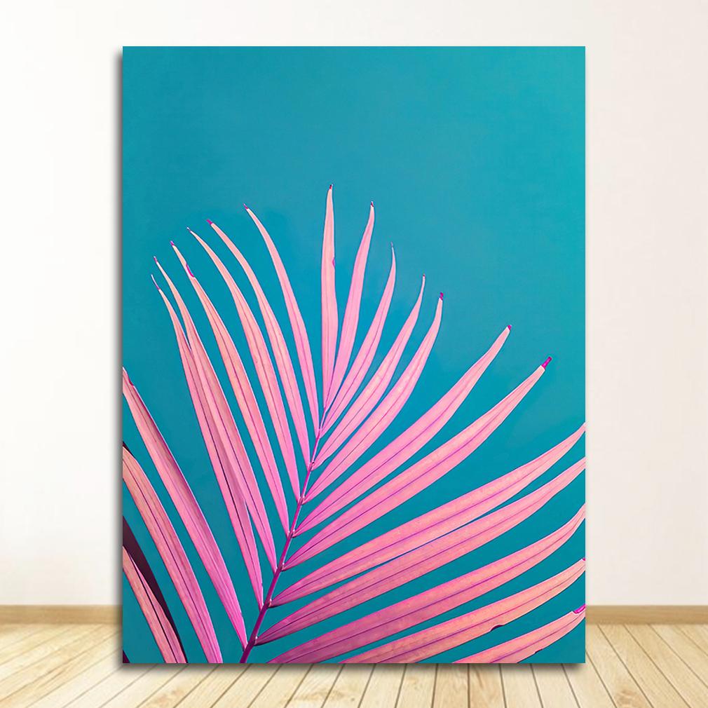 Colorful Pictures For Living Room Home Decor Tropical Plants Nordic S Palm Leaf Flower Orange Cat Wall Art Canvas Painting