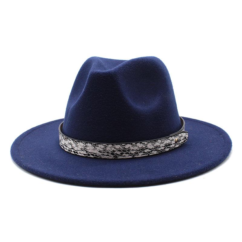Seasonal White Big Eaves Hat Flat Edge Top Hat Men'S And Women'S Woolen Jazz Hat Lmn173