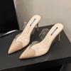 Baotou Slippers Stiletto 2026 Summer New Women's Transparent Open-toe Pointed Toe High Heels