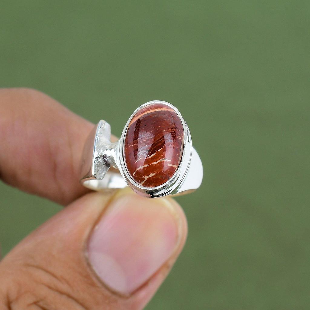 Roter Schlangenhaut-Jaspis Ring 925 Sterling Silber Ring Wunderbarer Schmuck Edelsteinring Handgefertigter Silberschmuck Für Geschenke Erhältlich in Ringgröße