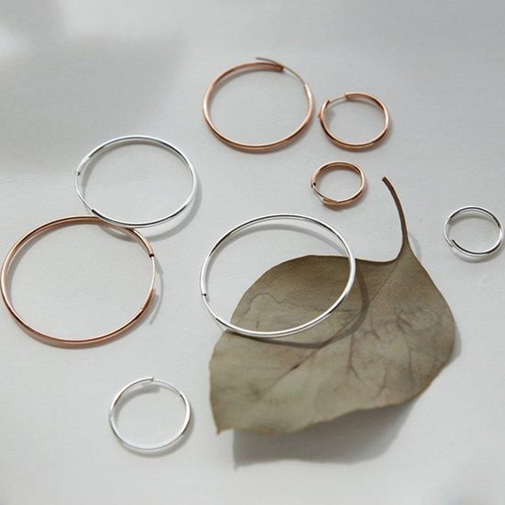 J.Lauren 9M02019-1Cm Sterling Silver Rose Gold Ring Silver Earrings