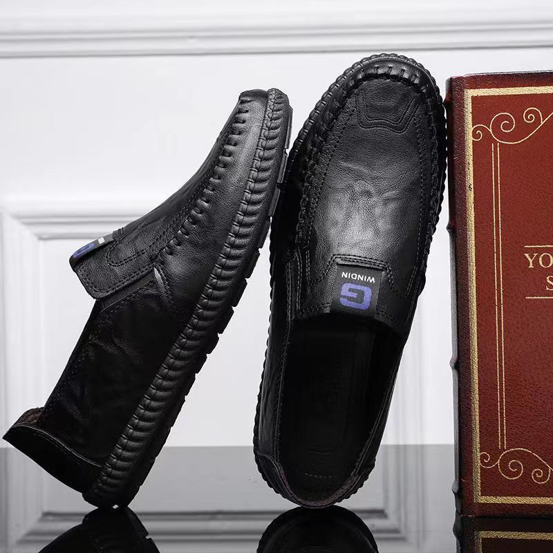 

Мужская мода Туфли формальные слипоны - модный британский стиль, прочная резиновая подошва, удобные, деловой кэжуал, слипоны, обувь для ленивых 44 чёрный