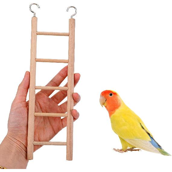 4Pcs Wooden Bird Ladder, Bird Ladder for Cage, Birds Toys for Parakeets Parrots Cockatoo Lovebirds Birdie, Wooden Ladders Basics Climbing