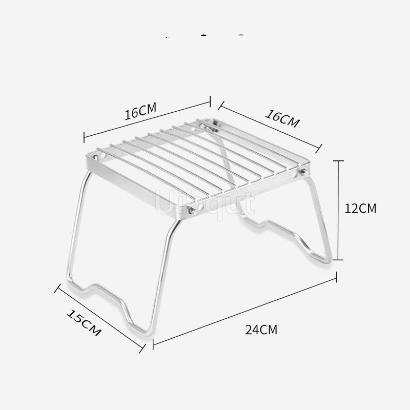 Outdoor Stove Stand Portable Foldable Kettle Stand Stainless Steel Striped Mesh Grill Rack Mini Stand Baking Tray Holder Grill