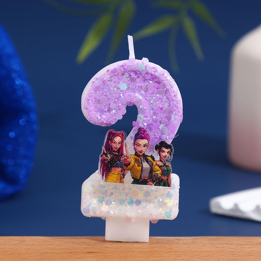 K-Pop Singing Girl 3D Number Birthday Candles Themed Digital Cake Topper Decoration Cake Decor For Kids Party Supplies