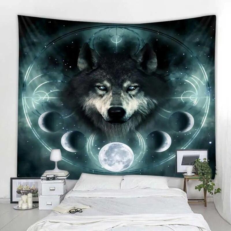 Fantasie Wolf Wandteppich Hängen Tier Zimmer Dekoration Böhmischen Psychedelic Mandala Hause Schlafsaal Wand Dekoration
