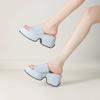 Krazing Pot Polyurethaan Mules Lente Zomer Maat 43 Maat 42 Prints Dames Platform Dames Ronde Neus Instappers Waterdichte Sandalen