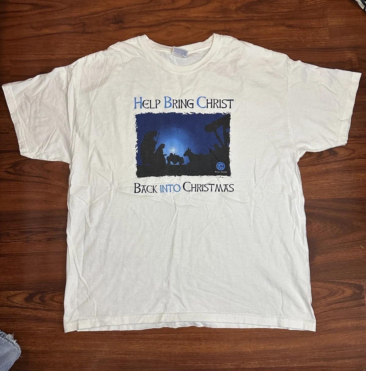 

VTG 90s Bring Christ Back Into Christmas Jesus Religious T Shirt Nativity XL S
