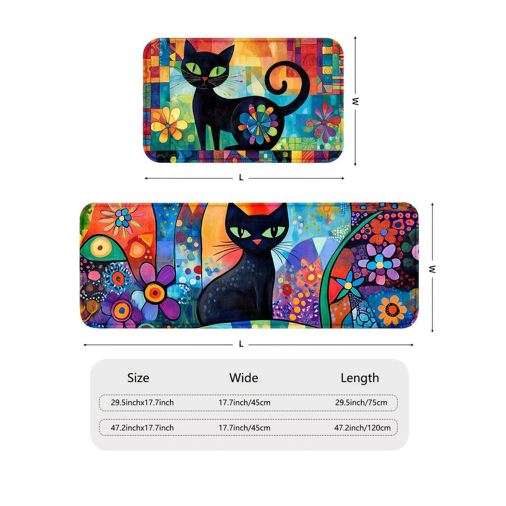 Vibrant Cat Print Tile Pattern Doormat Entrance Mat Modern Colorful Rug for Home Decor Apartment Bathroom Entryway