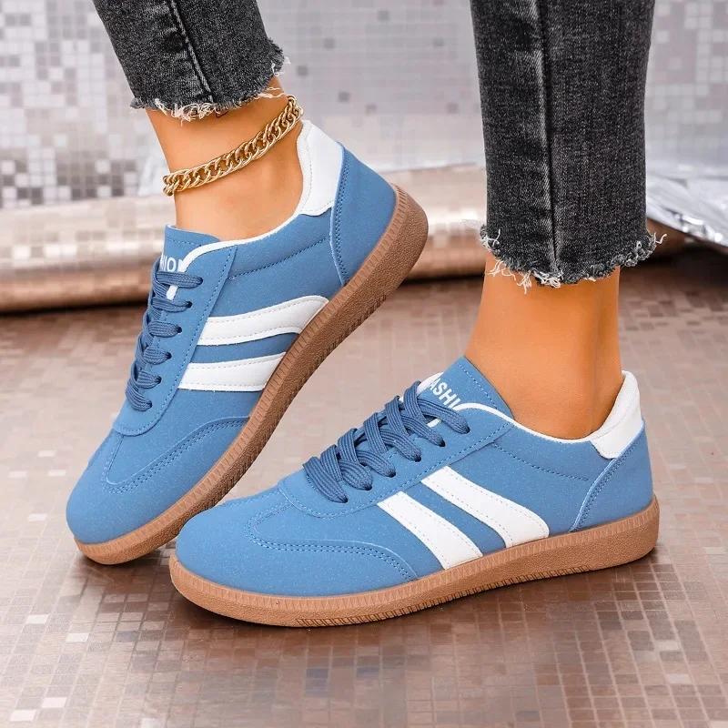 Wiosna 2025 Nowe Sznurowane Damskie Buty Sportowe Plus Size Damskie Sneakersy Mieszane Kolory Damska Moda Wszechstronne Płaskie Casualowe Sneakersy